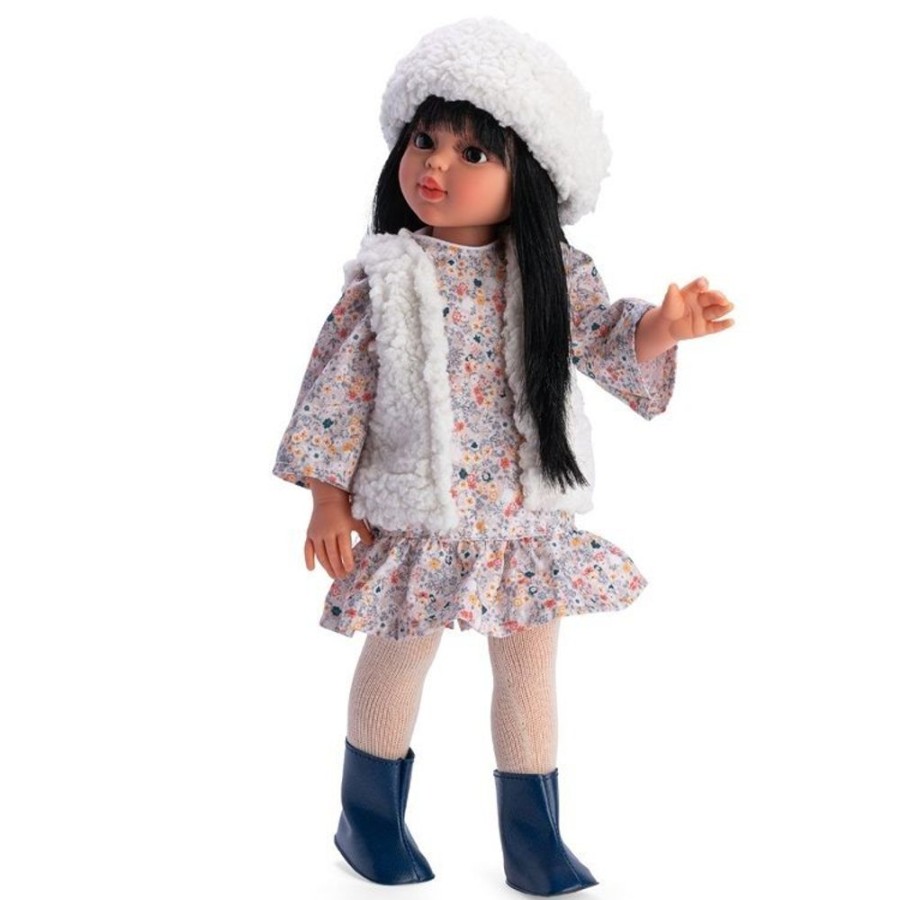 Dolls  Así | Asi Doll 40 Cm - Sabrina With Coral Liberty Dress With Shearling Vest