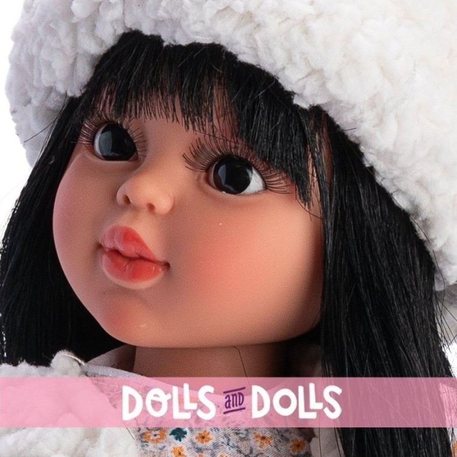 Dolls  Así | Asi Doll 40 Cm - Sabrina With Coral Liberty Dress With Shearling Vest