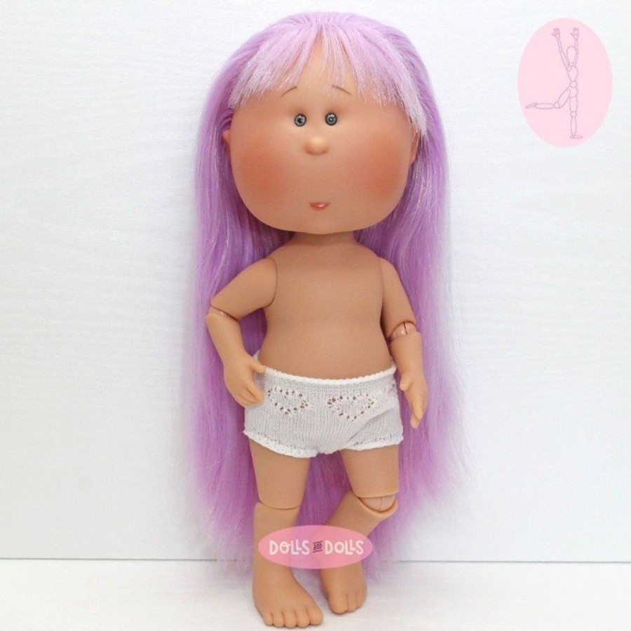 Dolls  Nines d'Onil | Nines D'Onil Doll 30 Cm - Mia Articulated - Mia With Violet Straight Hair With Fringe - Without Clothes