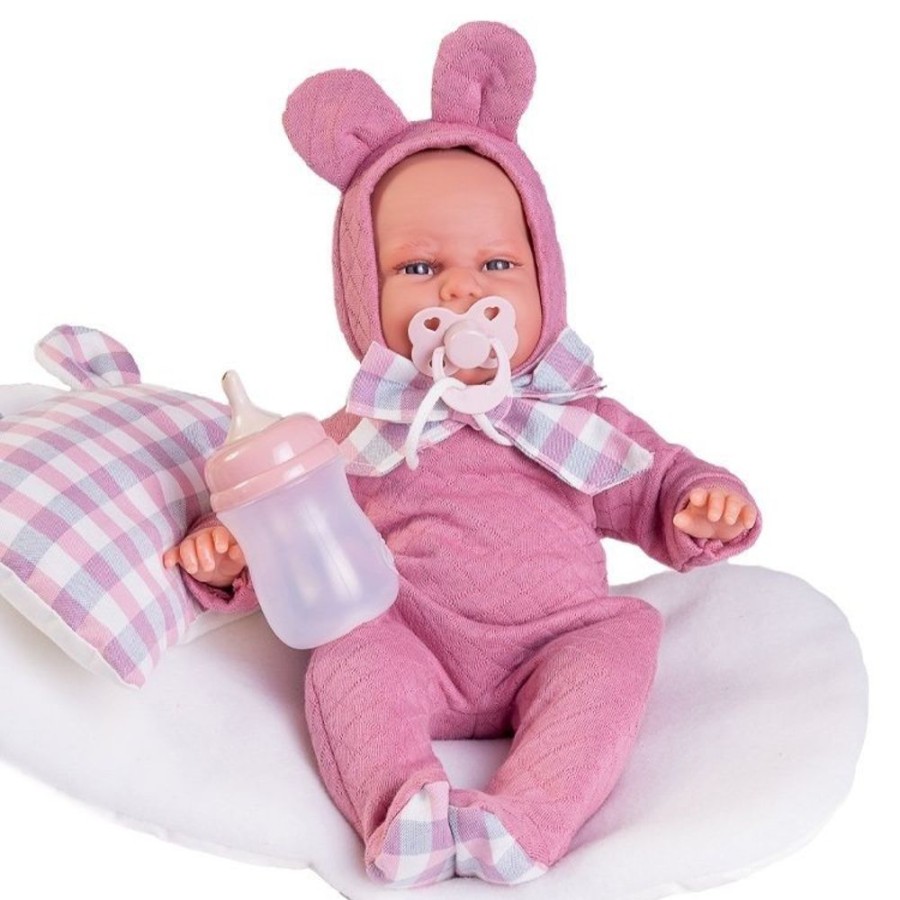 Dolls  Antonio Juan | Antonio Juan Doll 34 Cm - Newborn Baby Carla Little Ears With Cushion-Cradle