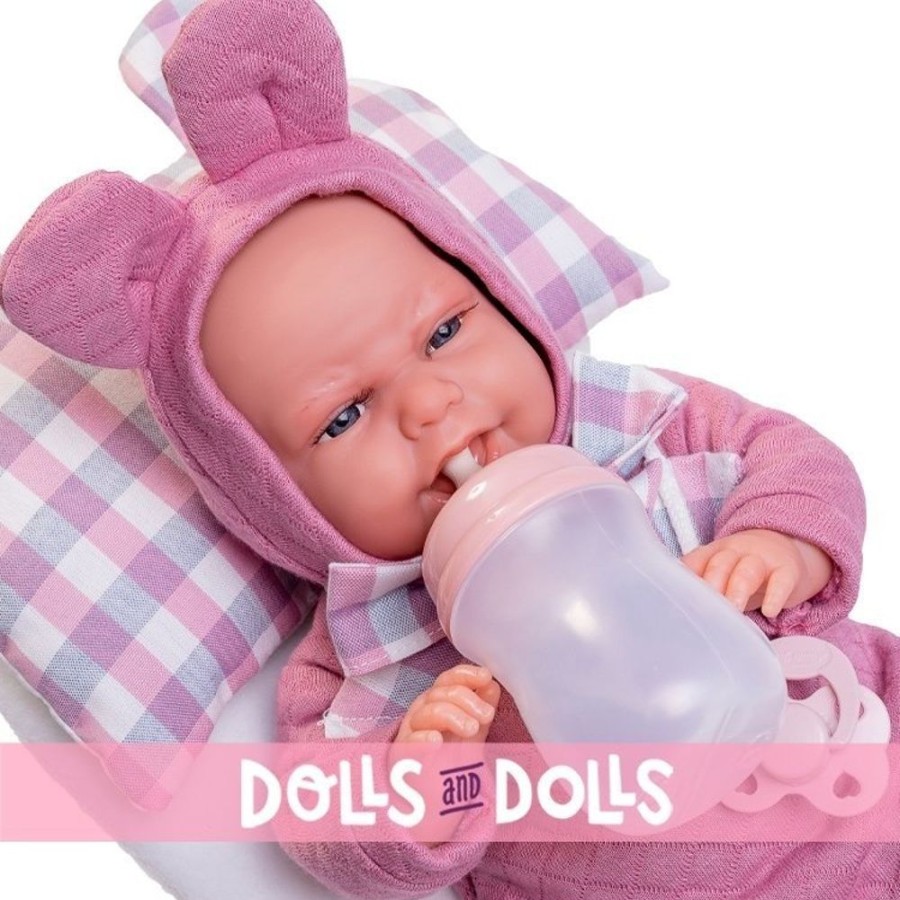 Dolls  Antonio Juan | Antonio Juan Doll 34 Cm - Newborn Baby Carla Little Ears With Cushion-Cradle