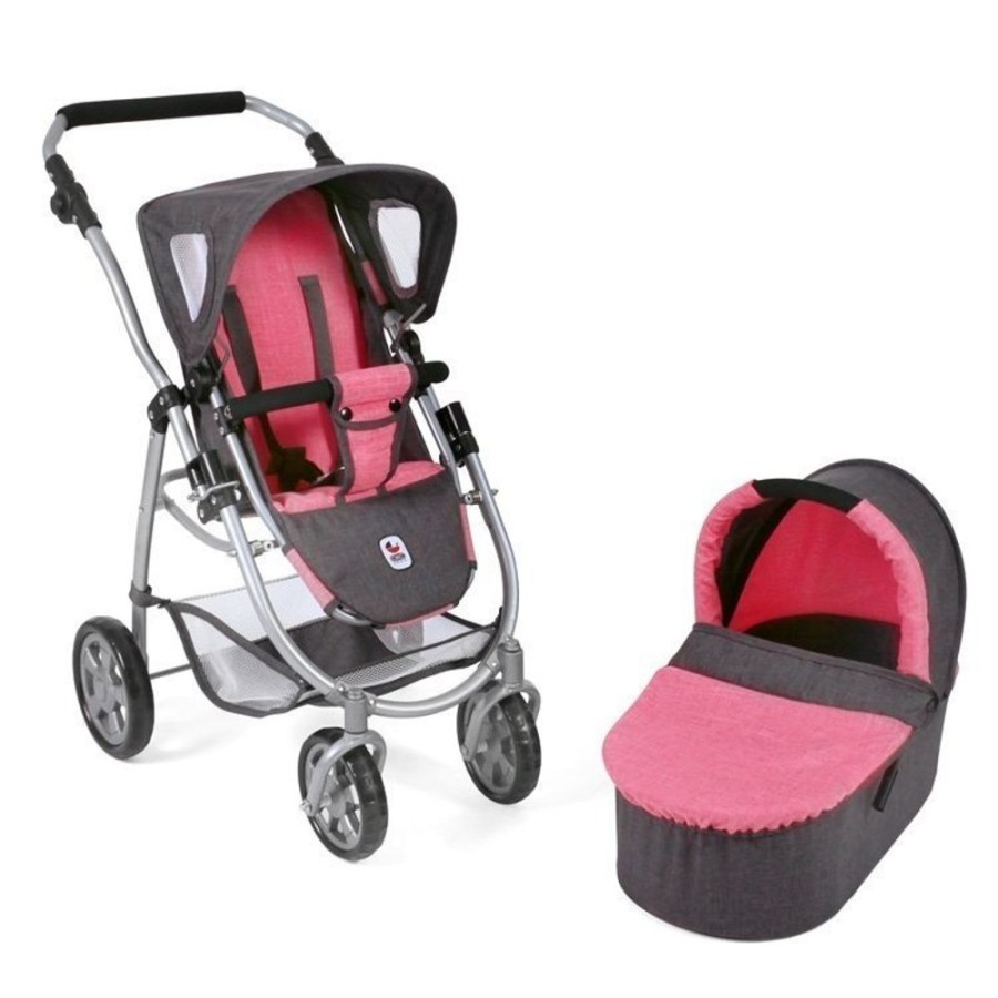 Accessories  Bayer Chic 2000 | Emotion 2 In 1 Doll Pram 77 Cm - Chair And Carrycot Combination - Bayer Chic 2000 - Coral-Grey