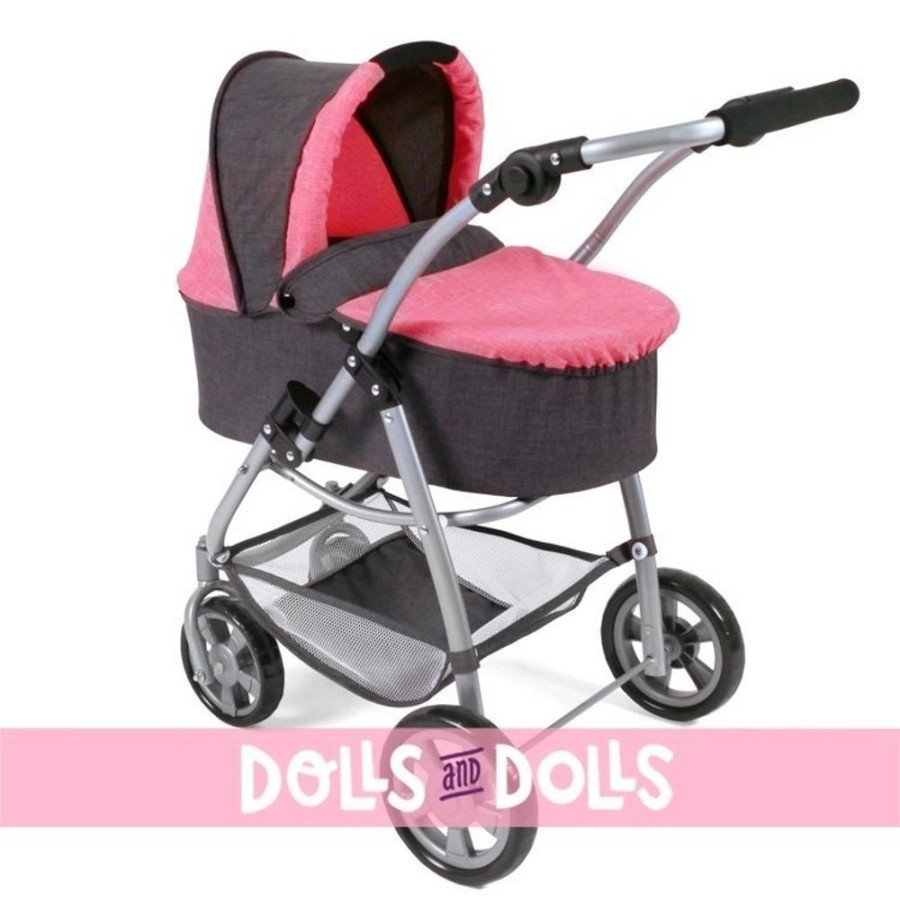 Accessories  Bayer Chic 2000 | Emotion 2 In 1 Doll Pram 77 Cm - Chair And Carrycot Combination - Bayer Chic 2000 - Coral-Grey