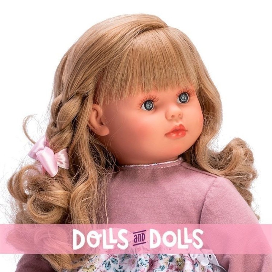 Dolls  Así | Asi Doll 57 Cm - Pepa In Pink Flower Dress With Knitted Top