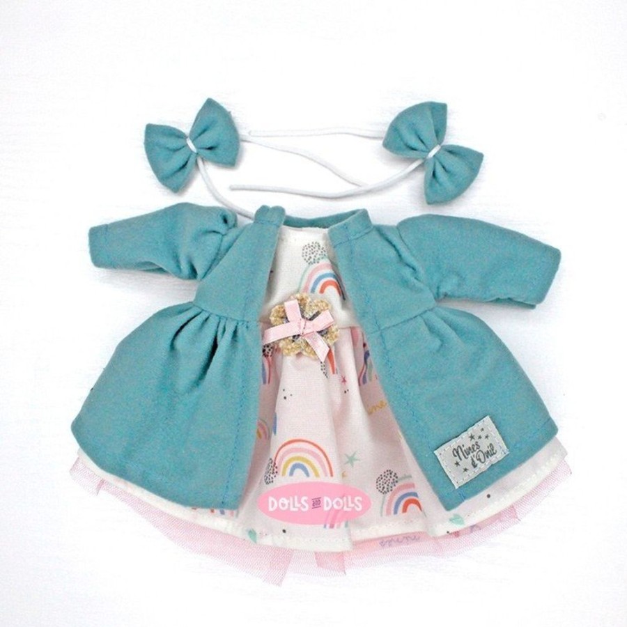 Accessories  Nines d'Onil | Clothes For Nines D'Onil Dolls 30 Cm - Mia - Rainbow Dress With Blue Coat