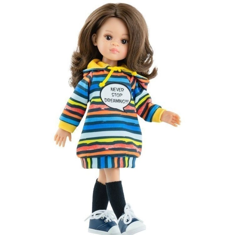 Dolls  Paola Reina | Paola Reina Doll 32 Cm - Las Amigas - Eva With Sweatshirt "Never Stop Dreaming"