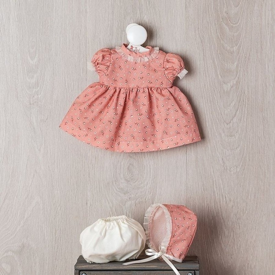 Dolls  Así | Outfit For Asi Doll 36 Cm - Pink Dress With Flower And Beige Tulle For Koke Doll