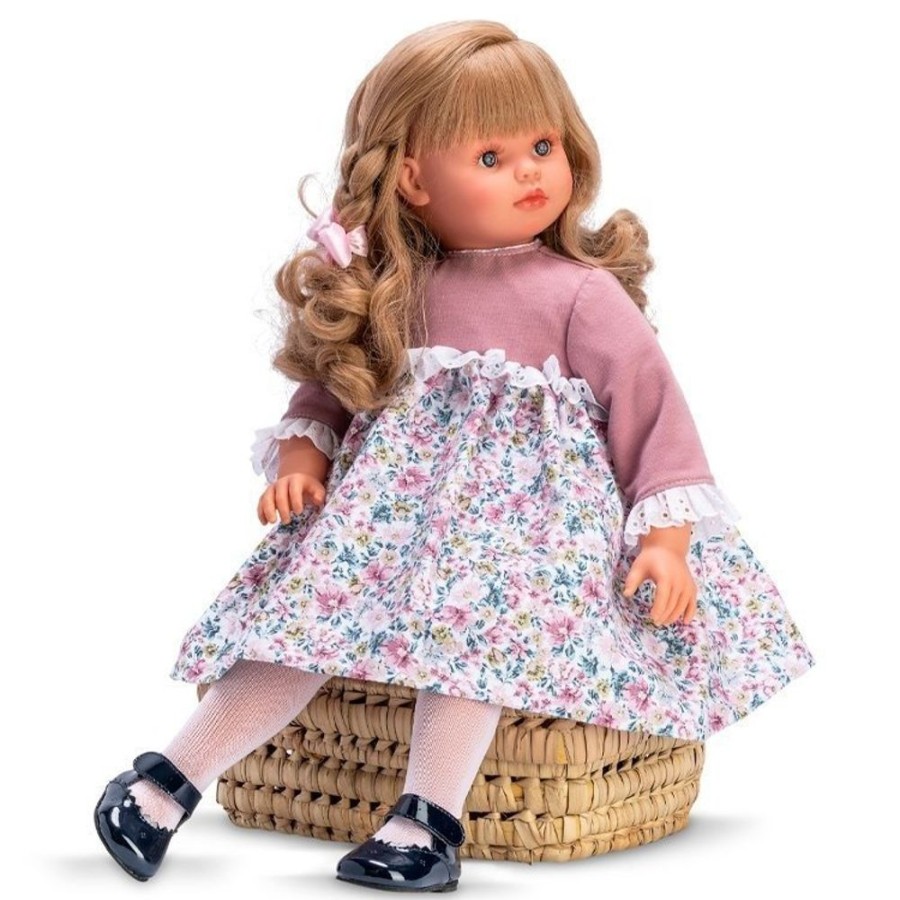 Dolls  Así | Asi Doll 57 Cm - Pepa In Pink Flower Dress With Knitted Top