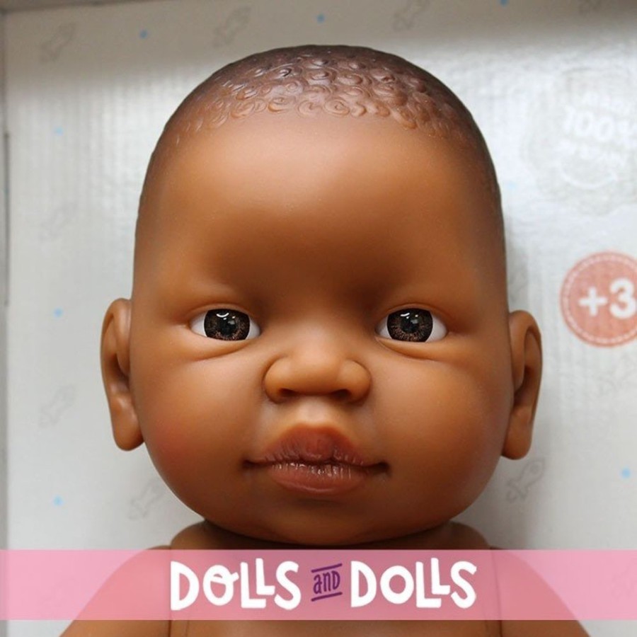 Dolls  Paola Reina | Paola Reina Doll 45 Cm - Bebita Newborn - Black Girl With Nappy