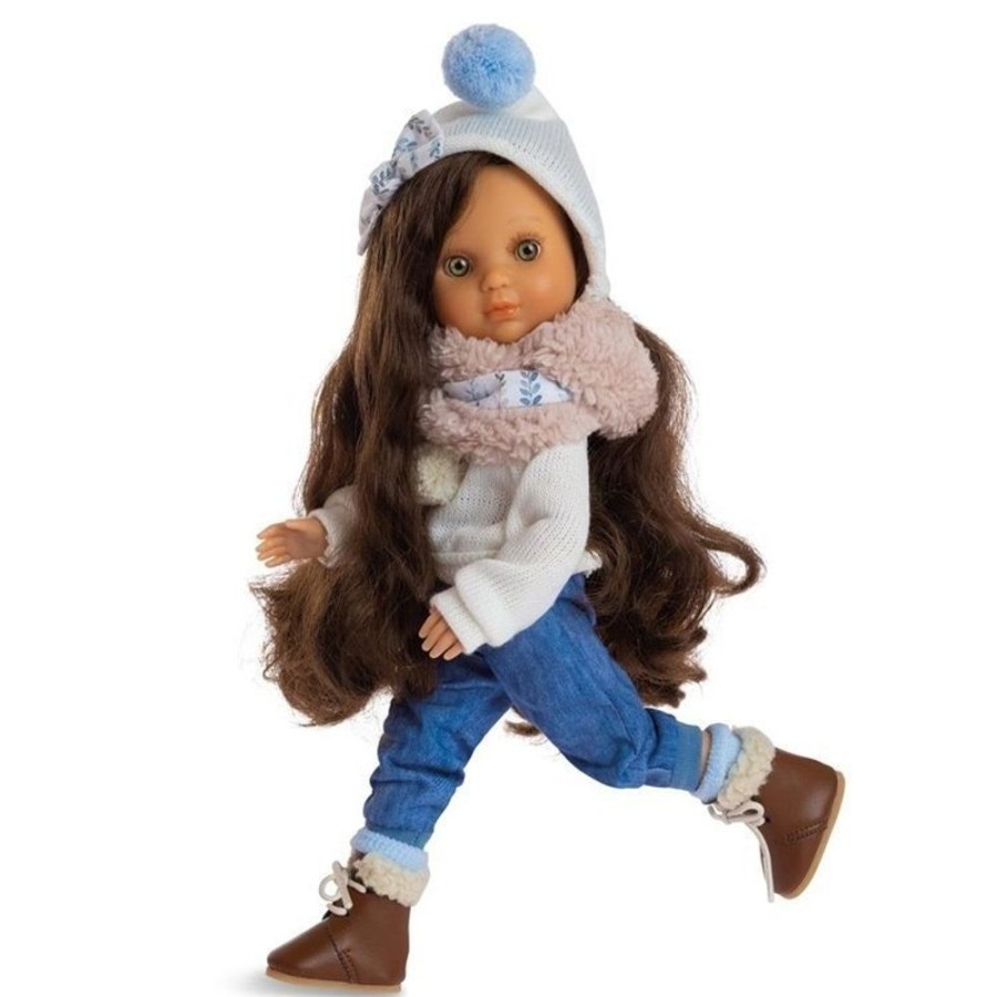 Dolls  Berjuan | Berjuan Doll 35 Cm - Luxury Dolls - Eva Articulated Brunette With Jeans And White Wool Sweater