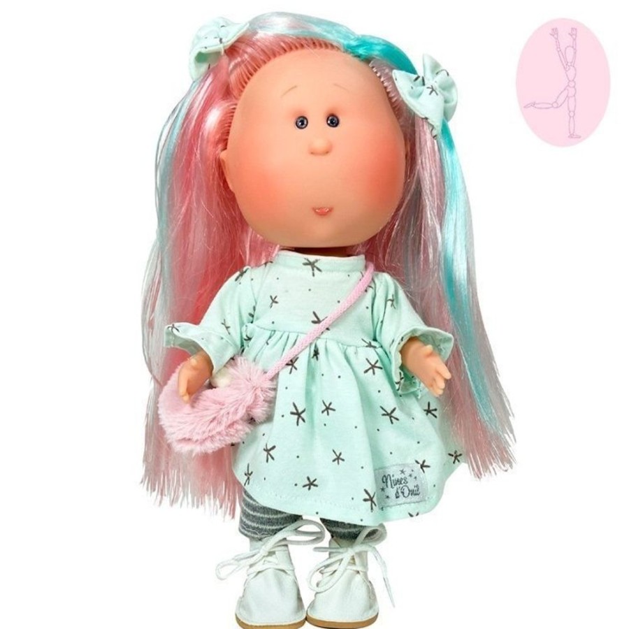 Dolls  Nines d'Onil | Nines D'Onil Doll 30 Cm - Mia Articulated - With Pink Hair And Blue Highlights With A Star Dress