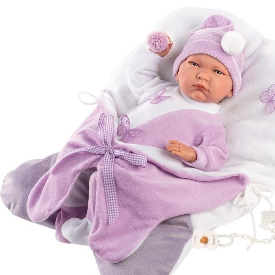 Dolls  Llorens | Llorens Doll 40 Cm - Newborn Crying Lalo With Butterfly Bag