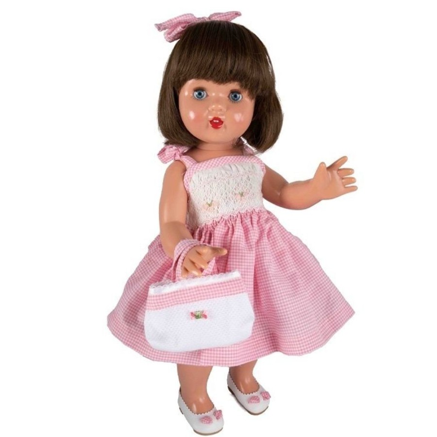 Dolls  Mariquita Perez | Mariquita Perez Doll 50 Cm - With Pink Vichy Dress And Bag