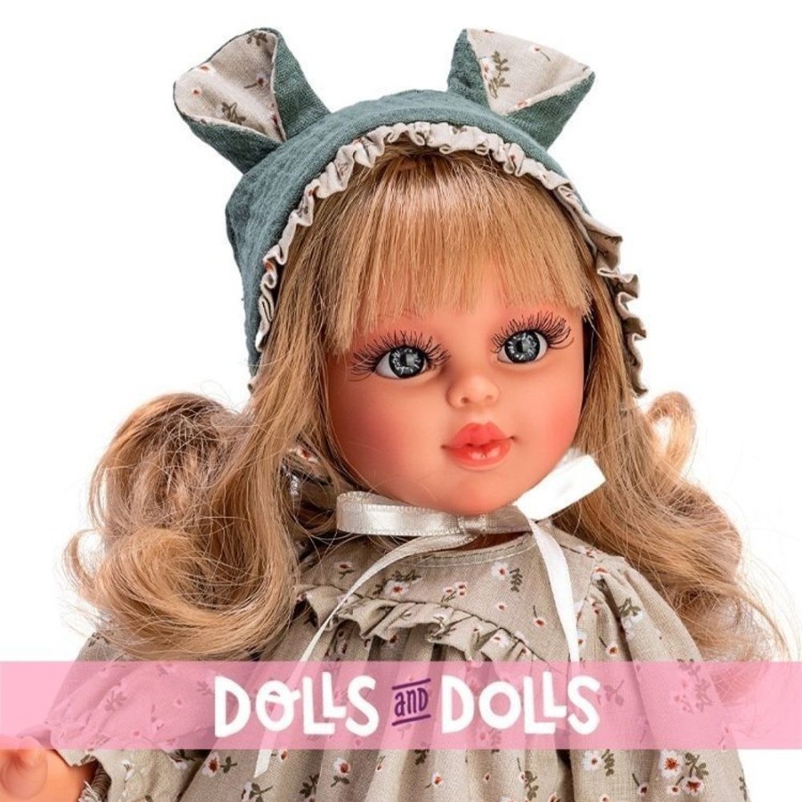 Dolls  Así | Asi Doll 40 Cm - Sabrina With Eared Hood And Green Flower Dress Set