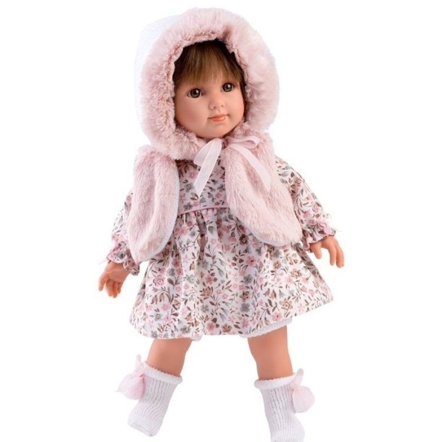 Dolls  Llorens | Llorens Doll 35 Cm - Sara With Flower Dress And Pink Hood