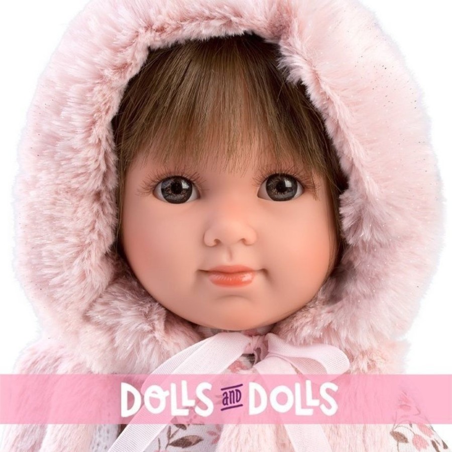 Dolls  Llorens | Llorens Doll 35 Cm - Sara With Flower Dress And Pink Hood