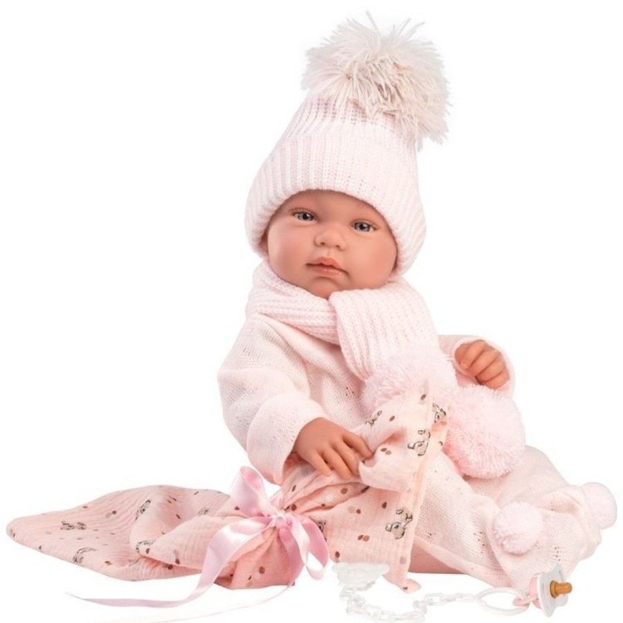 Dolls  Llorens | Llorens Doll 43 Cm - Newborn Tina With Pink Bambi Blanket