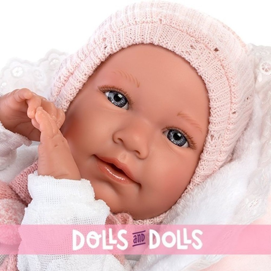 Dolls  Llorens | Llorens Doll 40 Cm - Newborn Mimi Crybaby With Crib