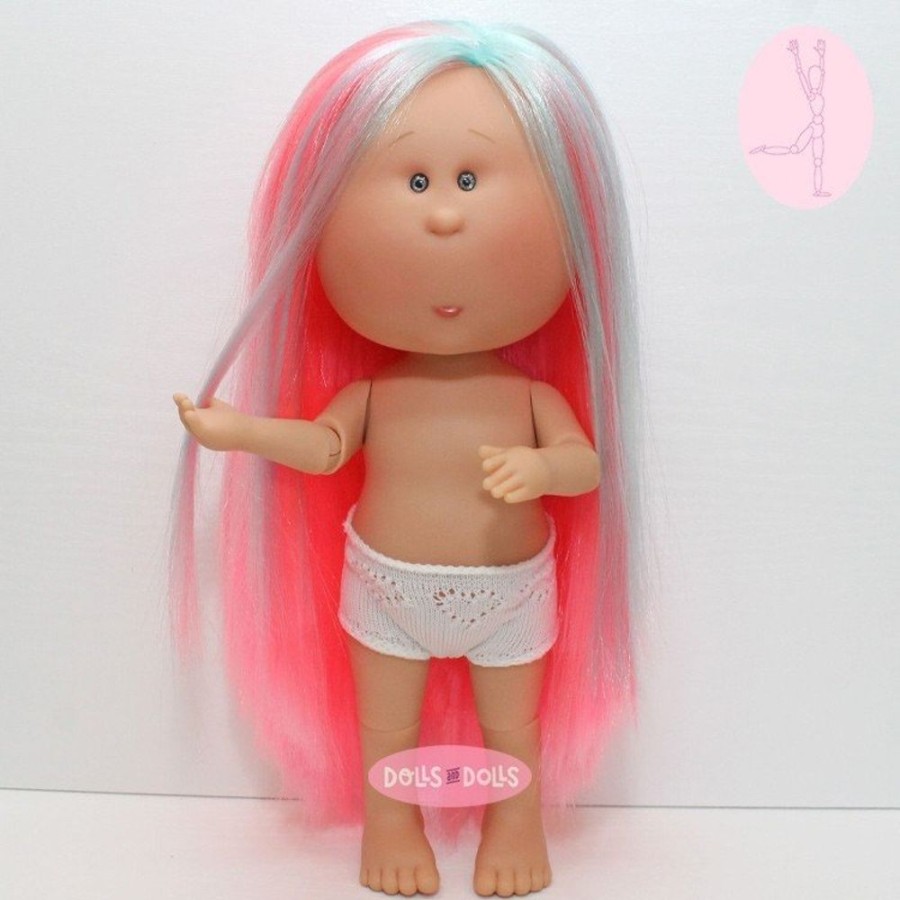 Dolls  Nines d'Onil | Nines D'Onil Doll 30 Cm - Mia Articulated - Mia With Pink Hair And Blue Highlights - Without Clothes