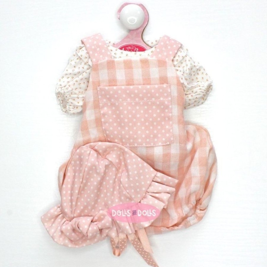 Accessories  Antonio Juan | Outfit For Antonio Juan Doll 40 - 42 Cm - Sweet Reborn Collection - Salmon Set Of Dots And Plaid With Hat