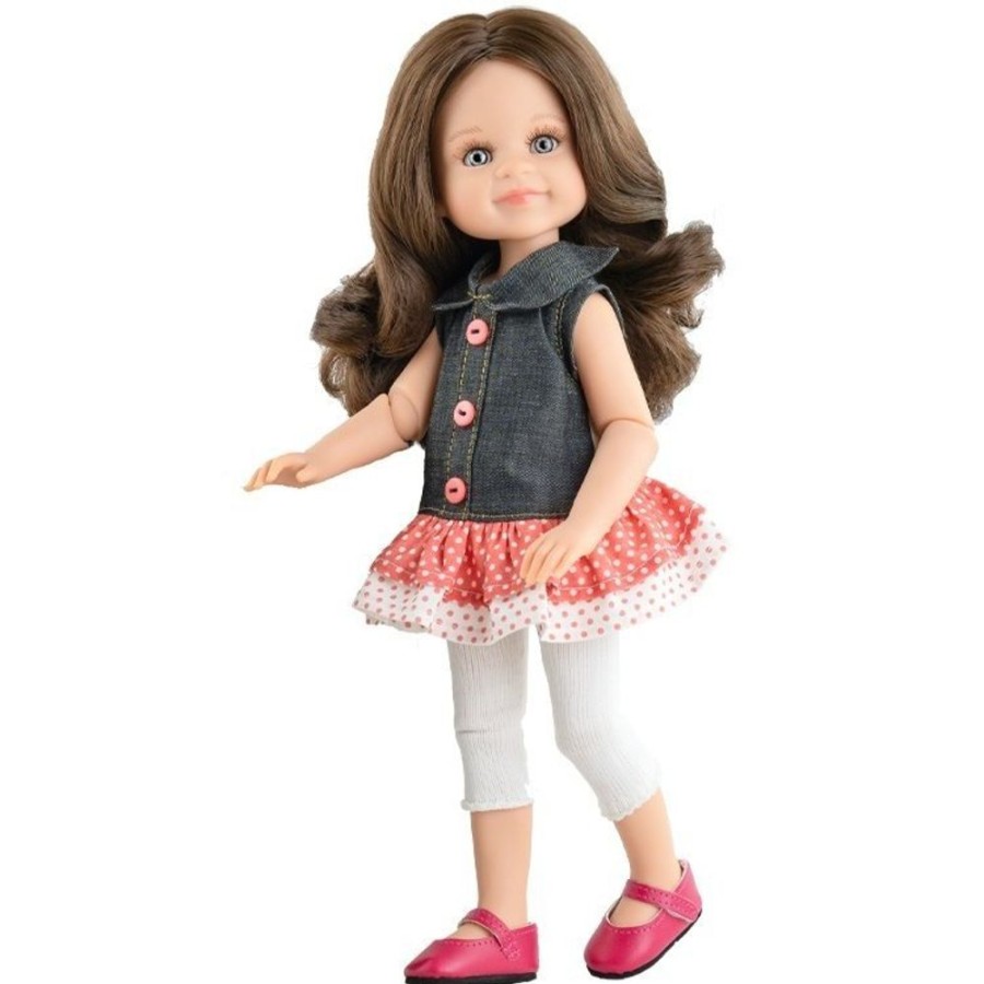 Dolls  Paola Reina | Paola Reina Doll 32 Cm - Las Amigas Articulated - Salu With Denim And Polka-Dot Ensemble - Las Amigas - 32 Cm - Paola Reina