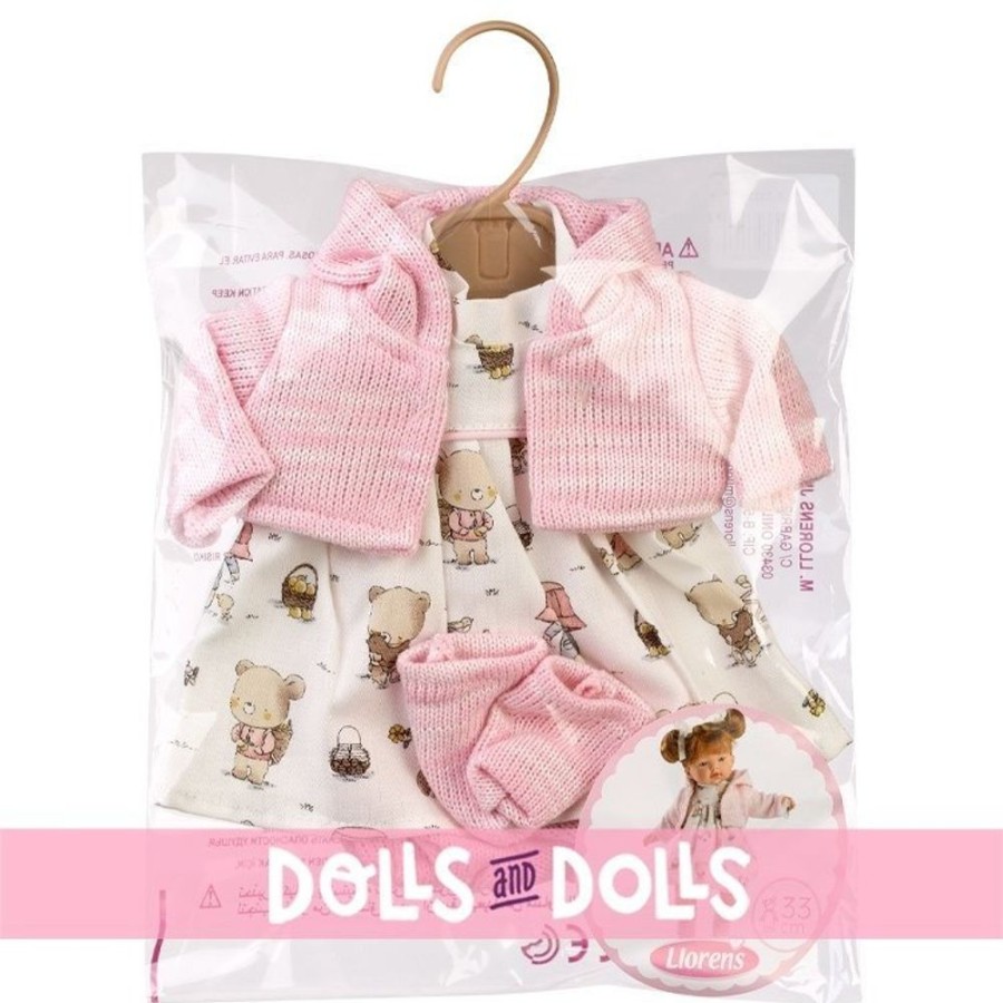 Accessories  Llorens | Clothes For Llorens Dolls 33 Cm - Teddy Set With Pink Jacket And Pink Socks