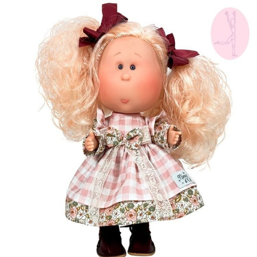 Dolls  Nines d'Onil | Nines D'Onil Doll 30 Cm - Mia Articulated - With Pink Hair And Plaid Dress