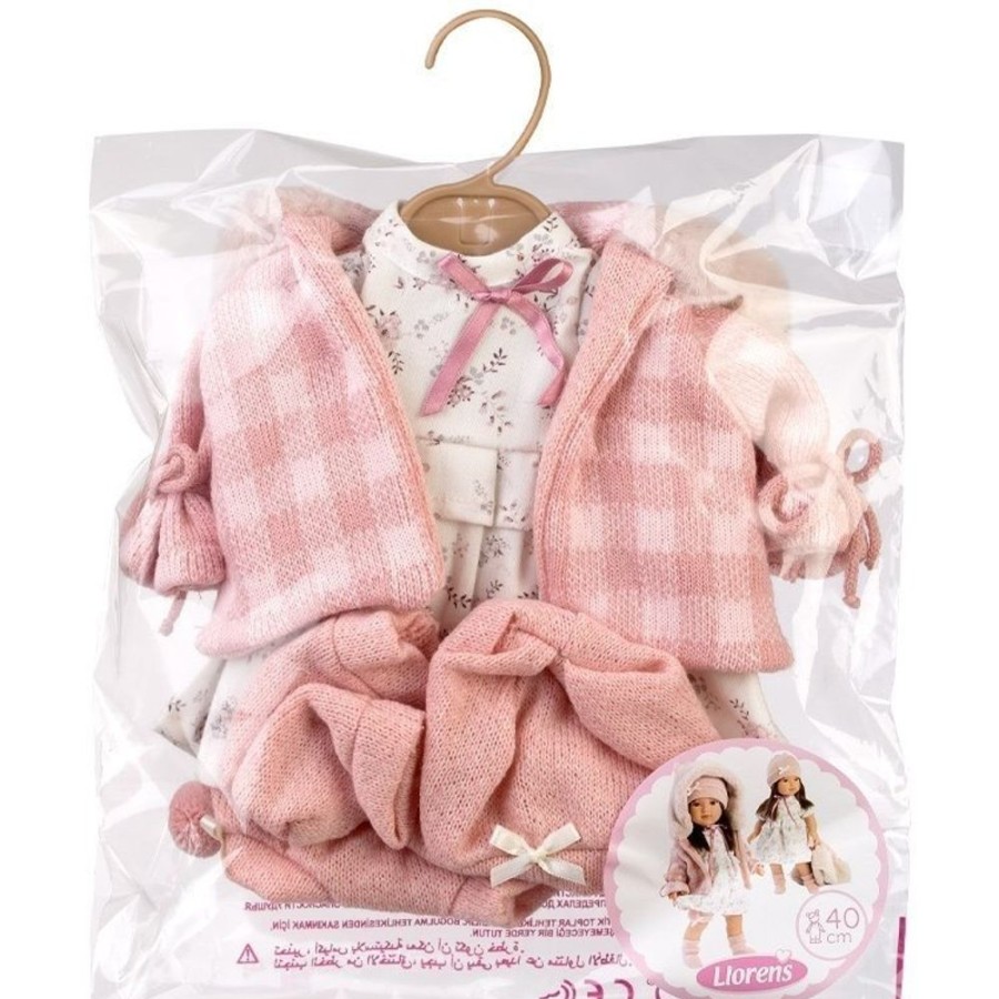 Accessories  Llorens | Clothes For Llorens Dolls 40 Cm - Floral Dress With Hooded Jacket, Hat, Bag And Socks