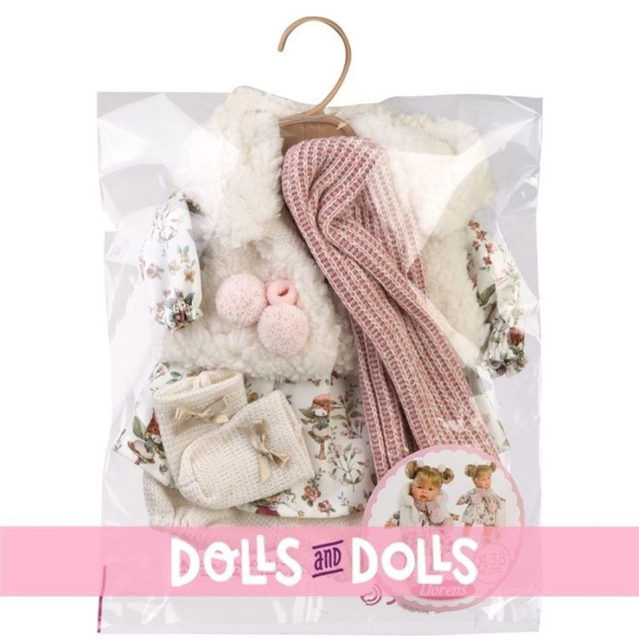 Accessories  Llorens | Clothes For Llorens Dolls 38 Cm - Fairy Pattern Dress With Jacket, Socks And Scarf