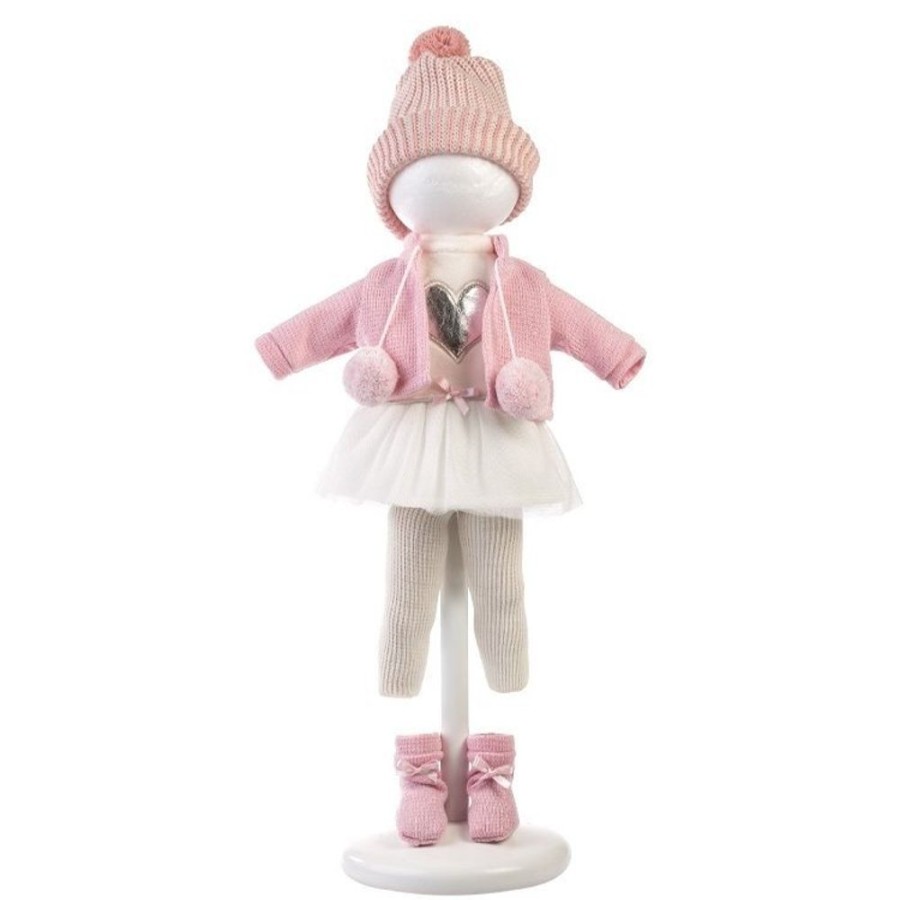 Accessories  Llorens | Clothes For Llorens Dolls 35 Cm - Heart Dress With Pom-Pom Jacket, Hat And Socks