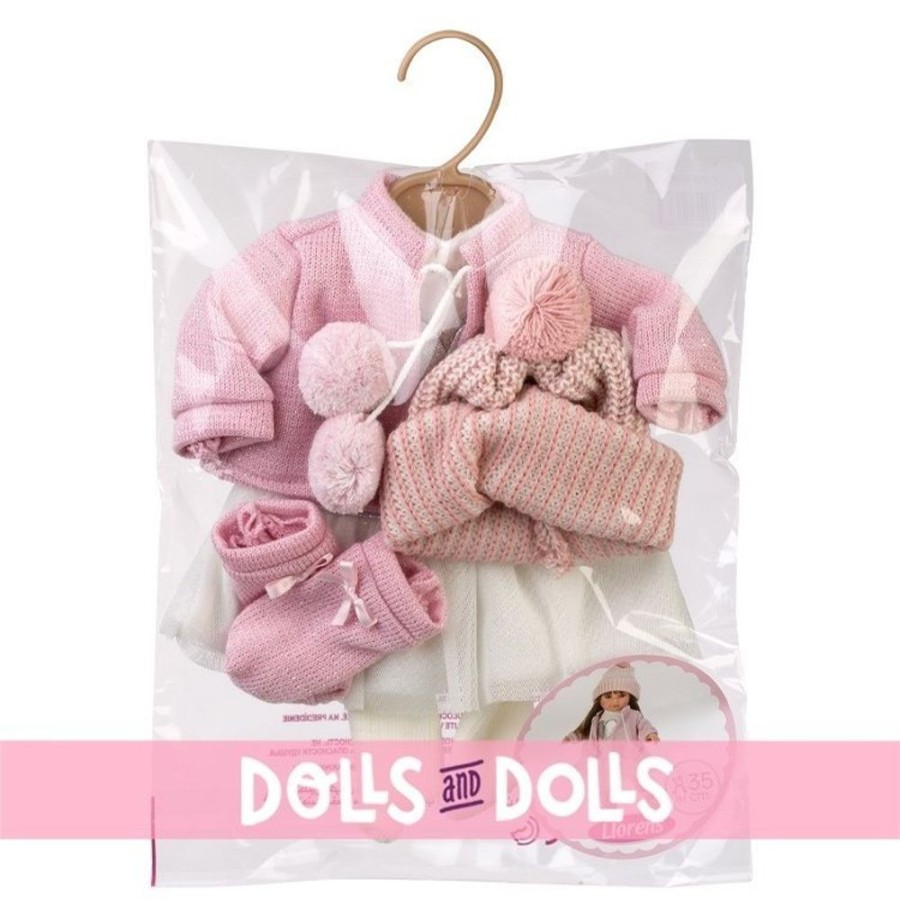 Accessories  Llorens | Clothes For Llorens Dolls 35 Cm - Heart Dress With Pom-Pom Jacket, Hat And Socks