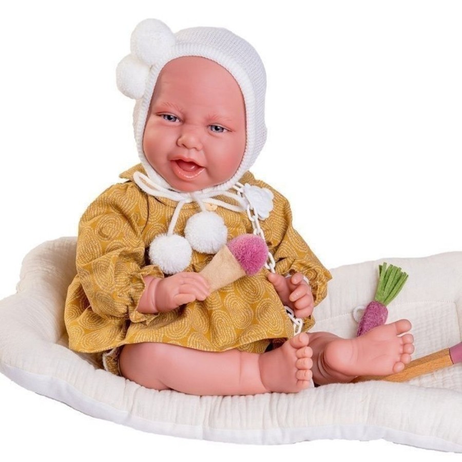 Dolls  Antonio Juan | Antonio Juan Doll 42 Cm - Newborn Carla Mustard With Cradle-Park