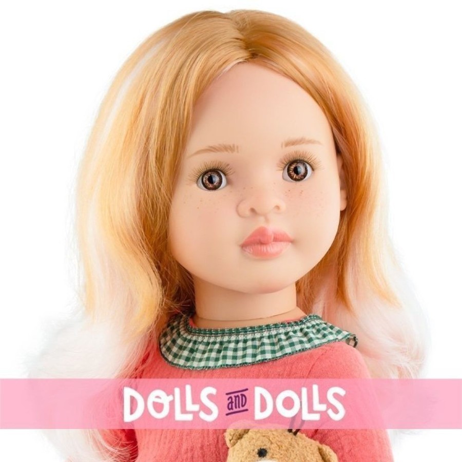 Dolls  Paola Reina | Paola Reina Doll 60 Cm - Las Reinas - Belen With Cherries Dress And Teddy Bear