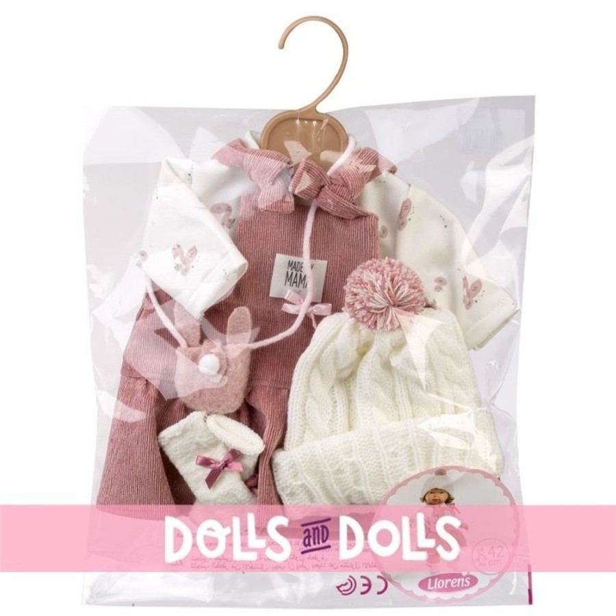 Accessories  Llorens | Clothes For Llorens Dolls 42 Cm - Pale Pink Swans Dress With Hat, Bag And Socks