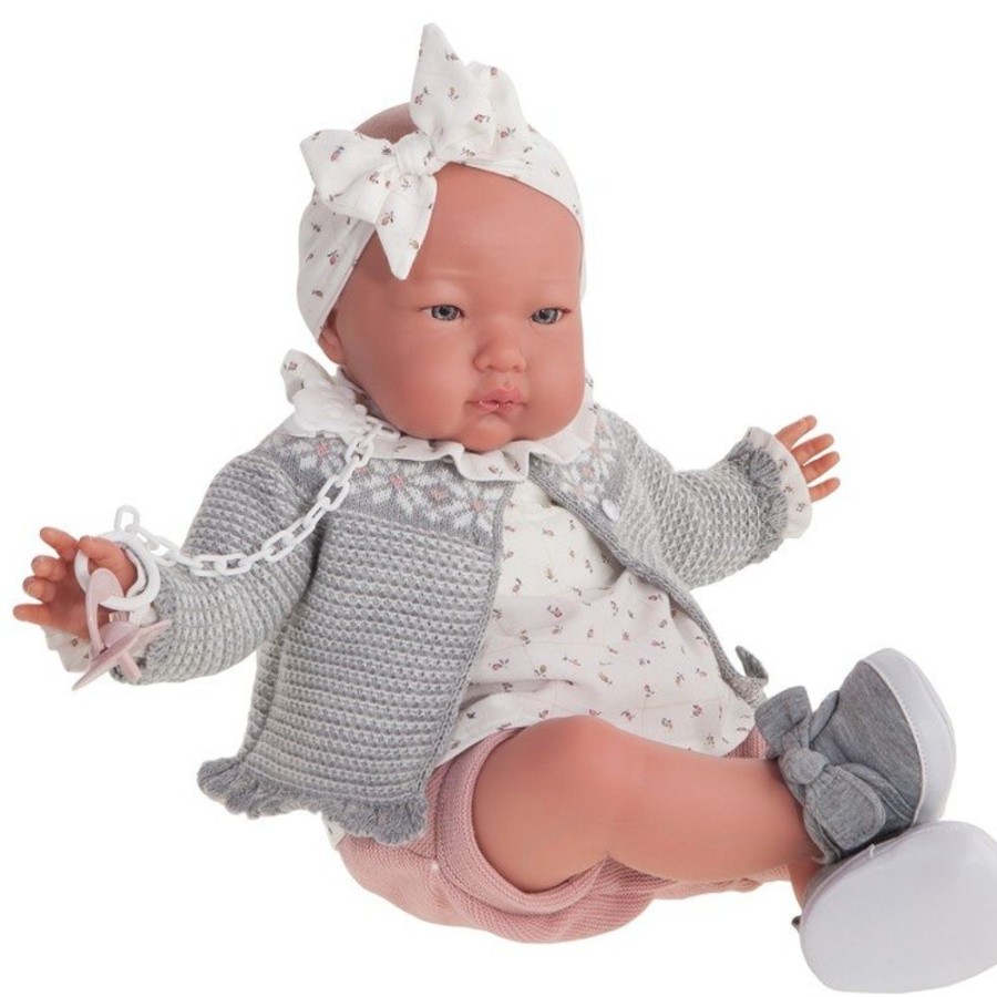 Dolls  Antonio Juan | Antonio Juan Doll 52 Cm - "Mi Primer Reborn" Alejandra With Gray Jacket