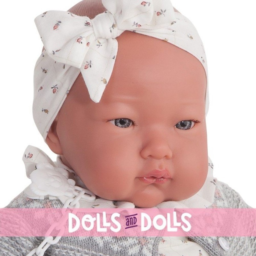 Dolls  Antonio Juan | Antonio Juan Doll 52 Cm - "Mi Primer Reborn" Alejandra With Gray Jacket