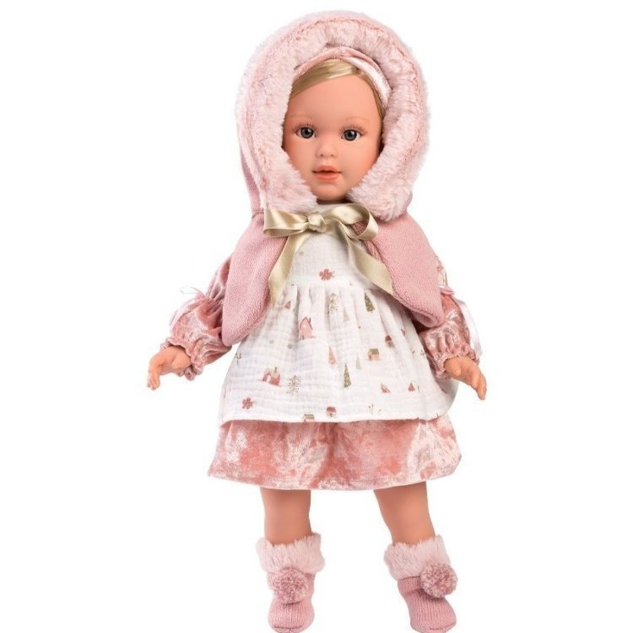 Dolls  Llorens | Llorens Doll 40 Cm - Lucia With Christmas Motif Dress And Hood