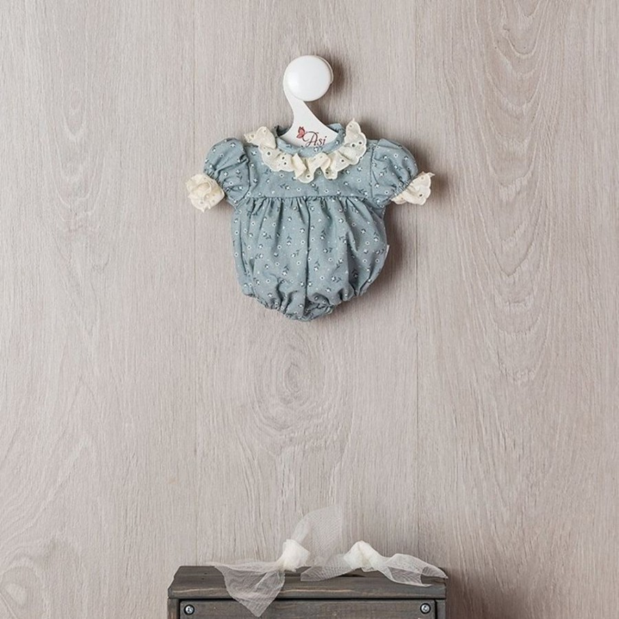 Dolls  Así | Outfit For Asi Doll 36 Cm - Blue Romper Suit With Beige Flower For Guille Doll