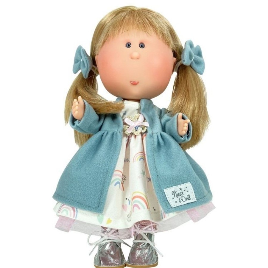 Dolls  Nines d'Onil | Nines D'Onil Doll 30 Cm - Mia Blonde With Rainbow Dress And Blue Coat